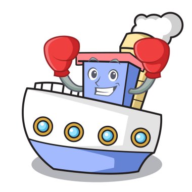 Boks gemi karakter karikatür tarzı vektör çizim