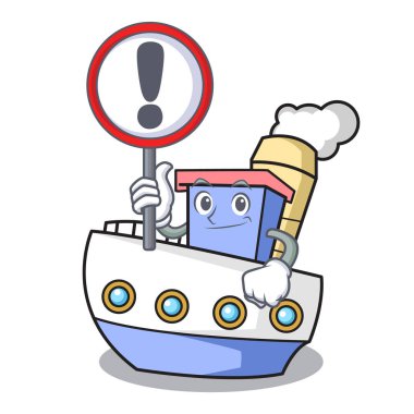 Karakter karikatür tarzı vektör illüstrasyon işareti ile gemi