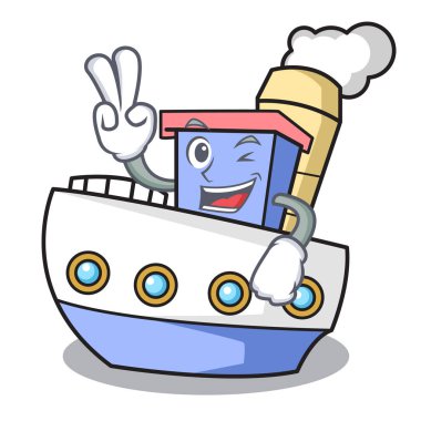 İki gemi karakter karikatür tarzı vektör çizim parmak