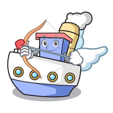 Aşk tanrısı gemi karakter karikatür tarzı vektör çizim