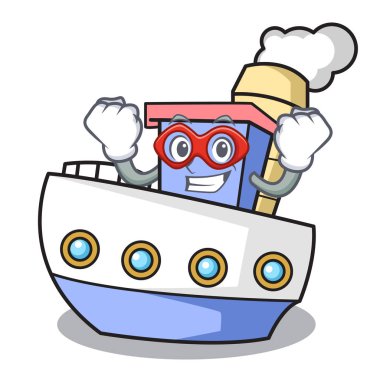 Süper kahraman gemi karakter karikatür tarzı vektör çizim