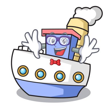 Geek gemi karakter karikatür tarzı vektör çizim