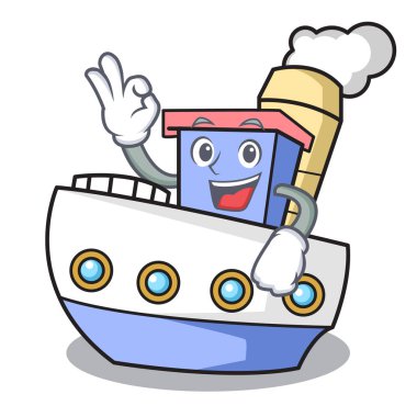 Tamam gemi karakter karikatür tarzı vektör çizim