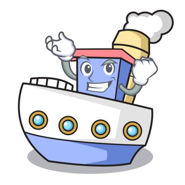 Başarılı gemi karakter karikatür tarzı vektör çizim