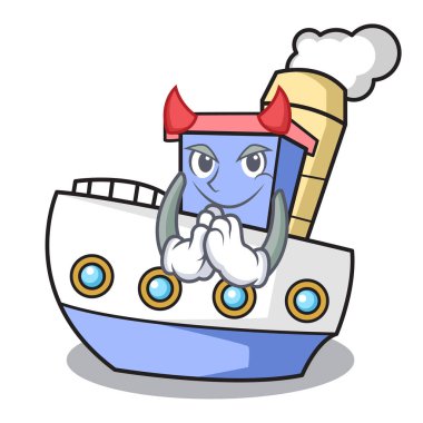 Şeytan geminin maskotu karikatür tarzı vektör çizim