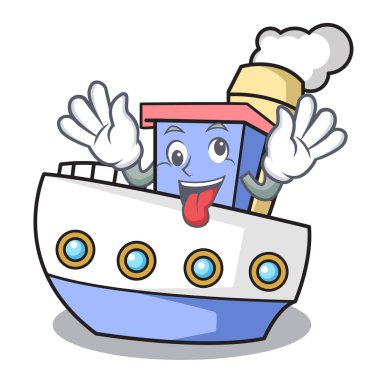 Deli geminin maskotu karikatür tarzı vektör çizim