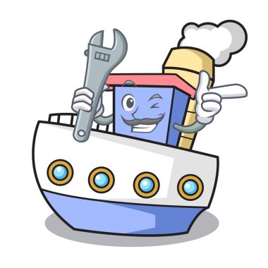 Makinist gemi maskot karikatür tarzı vektör çizim