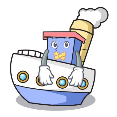 Sessiz gemi maskot karikatür tarzı vektör çizim