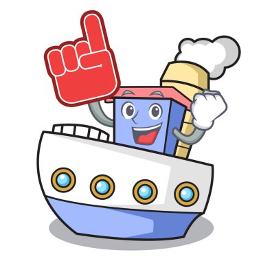 Köpük parmak geminin maskotu karikatür tarzı vektör çizim