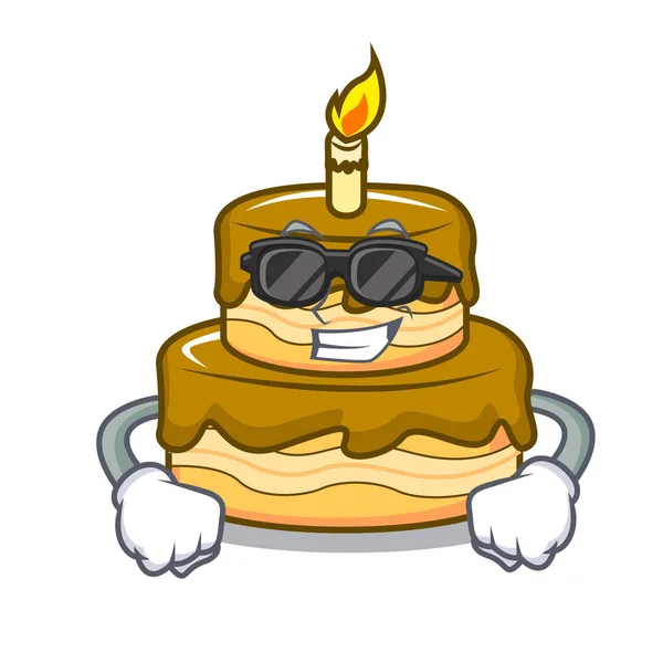 Super Cool Anniversaire Gâteau Personnage Dessin Animé Vecteur Illustration — Image vectorielle