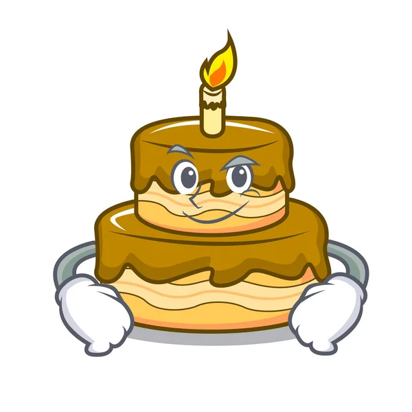 Smirking Compleanno Torta Personaggio Cartone Animato Vettoriale Illustrazione — Vettoriale Stock