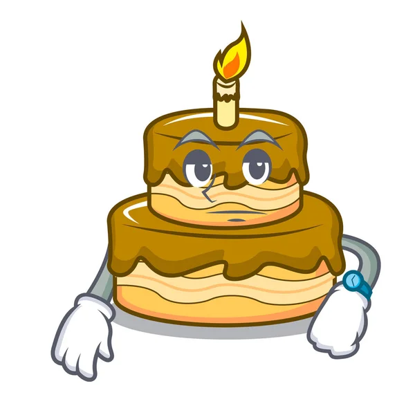 Esperando Pastel Cumpleaños Mascota Dibujo Animado Vector Ilustración — Vector de stock
