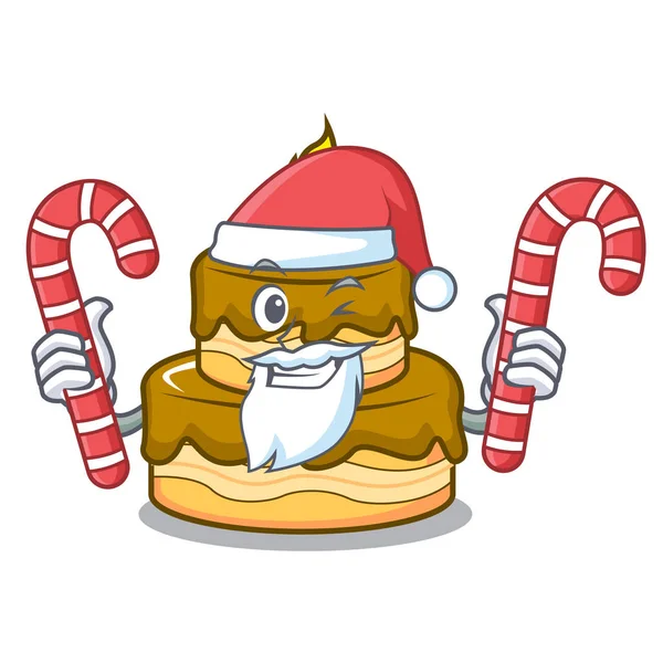 Santa şeker Doğum günü pasta maskot karikatür vektör çizim ile