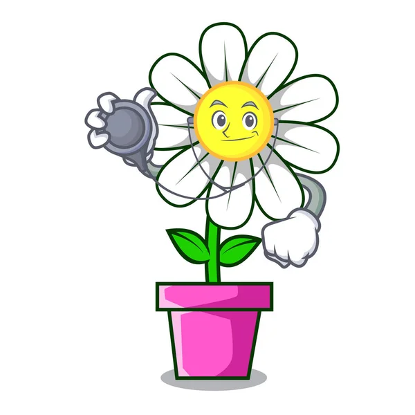 Arzt Gänseblümchen Blume Charakter Cartoon Vektor Illustration — Stockvektor