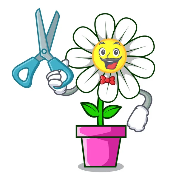 Papatya çiçek karakter karikatür vektör çizim berber