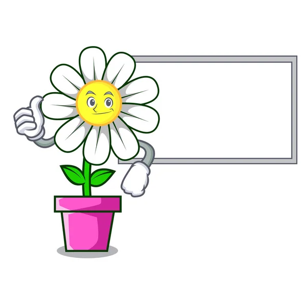 Thumbs Board Daisy Flower Character Cartoon Vector Illustration — Stock Vector