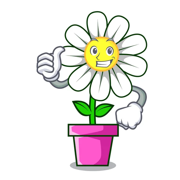 Duimschroef Opwaarts Daisy Bloem Karakter Cartoon Vectorillustratie — Stockvector