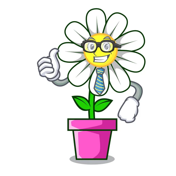 Üzletember Százszorszép Virág Karakter Cartoon Vektoros Illusztráció — Stock Vector