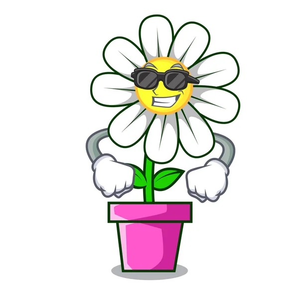 Szuper Cool Százszorszép Virág Karakter Cartoon Vektoros Illusztráció — Stock Vector