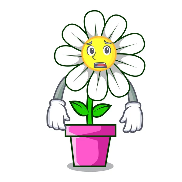 Angst Daisy Blume Maskottchen Cartoon Vektor Illustration — Stockvektor