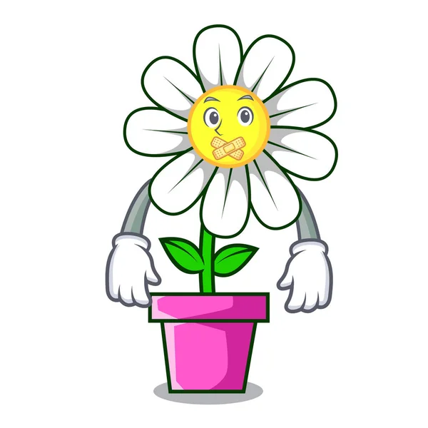 Stille Gänseblümchen Blume Maskottchen Cartoon Vektor Illustration — Stockvektor