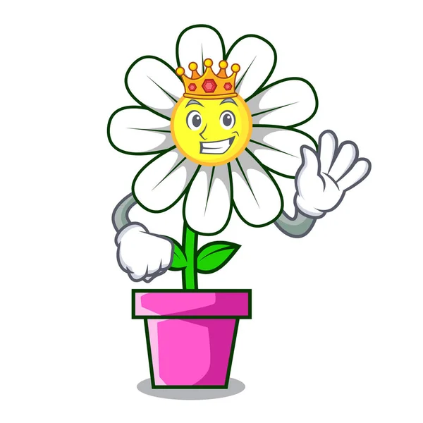 Βασιλιάς Μαργαρίτα Λουλούδι Μασκότ Καρτούν Εικονογράφηση Φορέα — Διανυσματικό Αρχείο