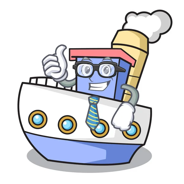 İşadamı gemi karakter karikatür tarzı vektör çizim