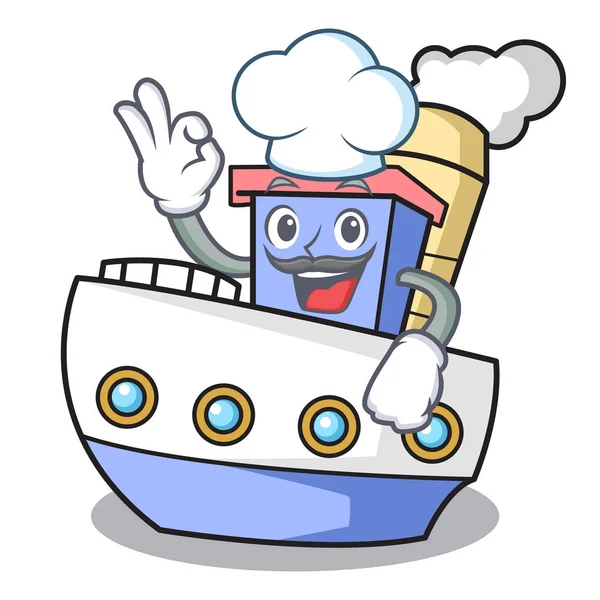 Şef gemi karakter karikatür tarzı vektör çizim