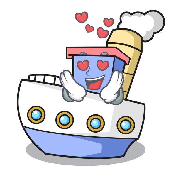 Love Ship Mascot Cartoon Style Vector Illustration — Stock Vector