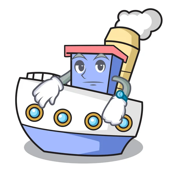 Bekleyen gemi maskot karikatür tarzı vektör çizim