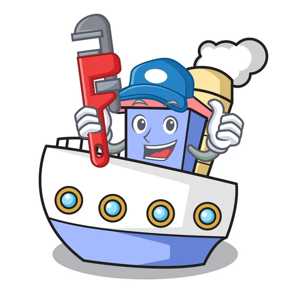 Tesisatçı geminin maskotu karikatür tarzı vektör çizim