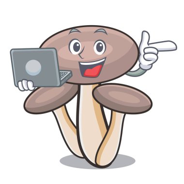 Dizüstü tatlım agaric mantar karakter karikatür ile