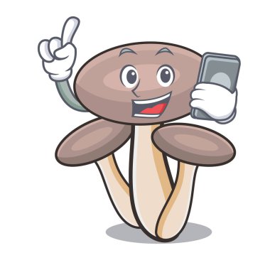Telefon tatlım agaric mantar karakter karikatür ile
