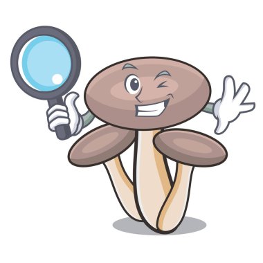 Dedektif tatlım agaric mantar karakter karikatür illüstrasyon vektör