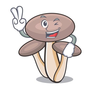 İki parmak bal agaric mantar karakter karikatür