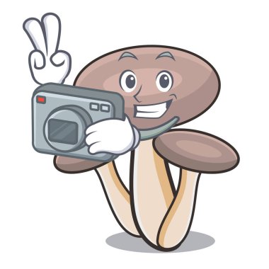 Fotoğrafçı tatlım agaric mantar maskot çizgi film