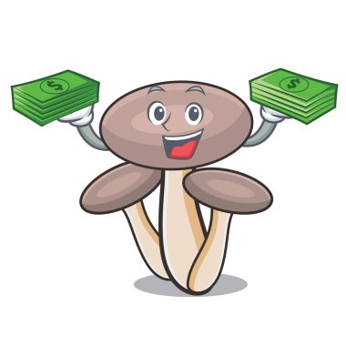 Para çantası tatlım agaric mantar maskot karikatür ile