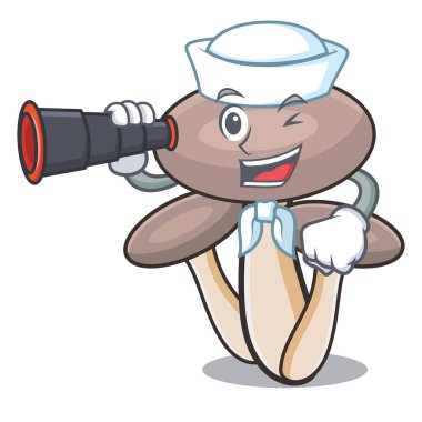 Denizci dürbün tatlım agaric mantar maskot karikatür ile