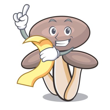 Menü tatlım agaric mantar maskot karikatür ile