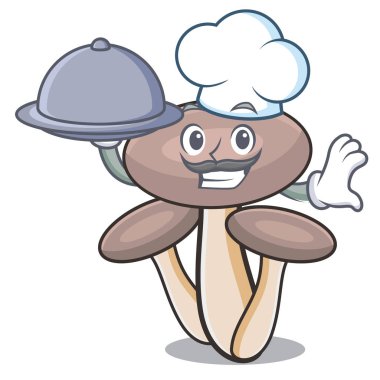 Şef gıda tatlım agaric mantar maskot karikatür ile
