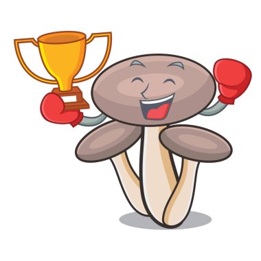 Boks şampiyonu tatlım agaric mantar maskot çizgi film