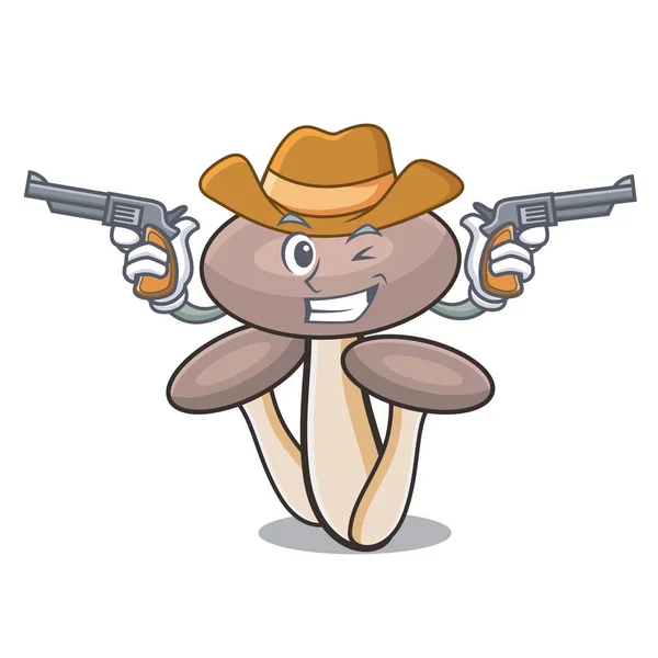 Caricatura de personaje de seta agárica miel de vaquero — Vector de stock