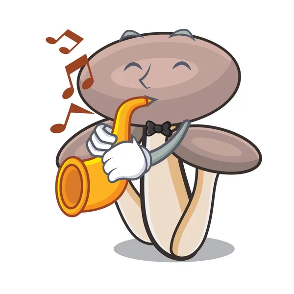 With trumpet honey agaric mushroom mascot cartoon — Stock Vector