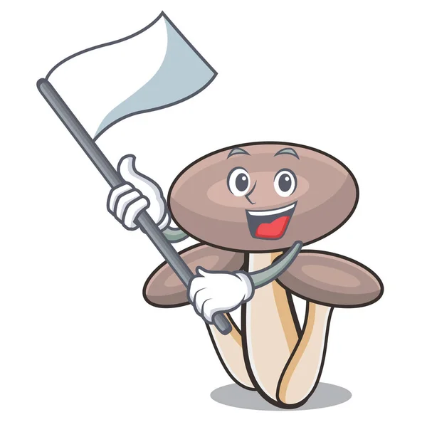 Dengan bendera madu agaric jamur maskot kartun - Stok Vektor