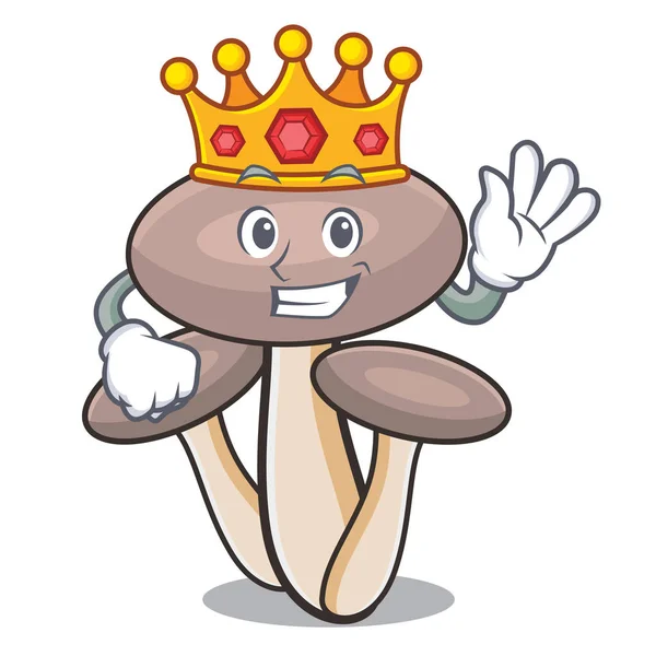 Rei mel agárico cogumelo mascote desenhos animados — Vetor de Stock