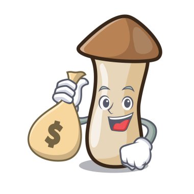 Para çantası kavak erynggi mantar karakter karikatür ile