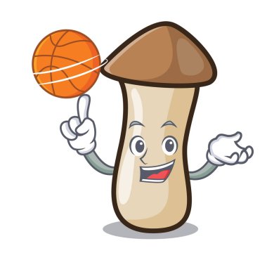 Basketbol kavak erynggi mantar karakter karikatür ile