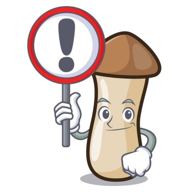 İşareti kavak erynggi mantar karakter karikatür vektör çizim ile