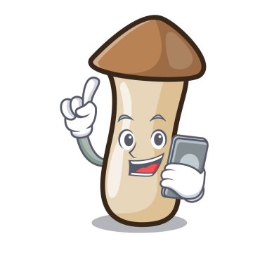 Telefon kavak erynggi mantar karakter karikatür ile