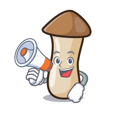 Megafon kavak erynggi mantar karakter karikatür ile